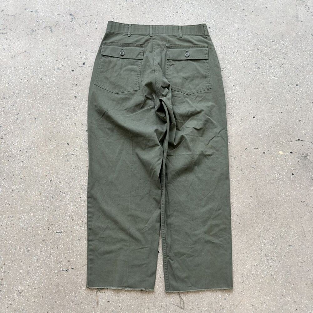 Vintage 70s US Army OG-507 Green Canvas Fatigue Pants 32x28 - Picture 4 of 5